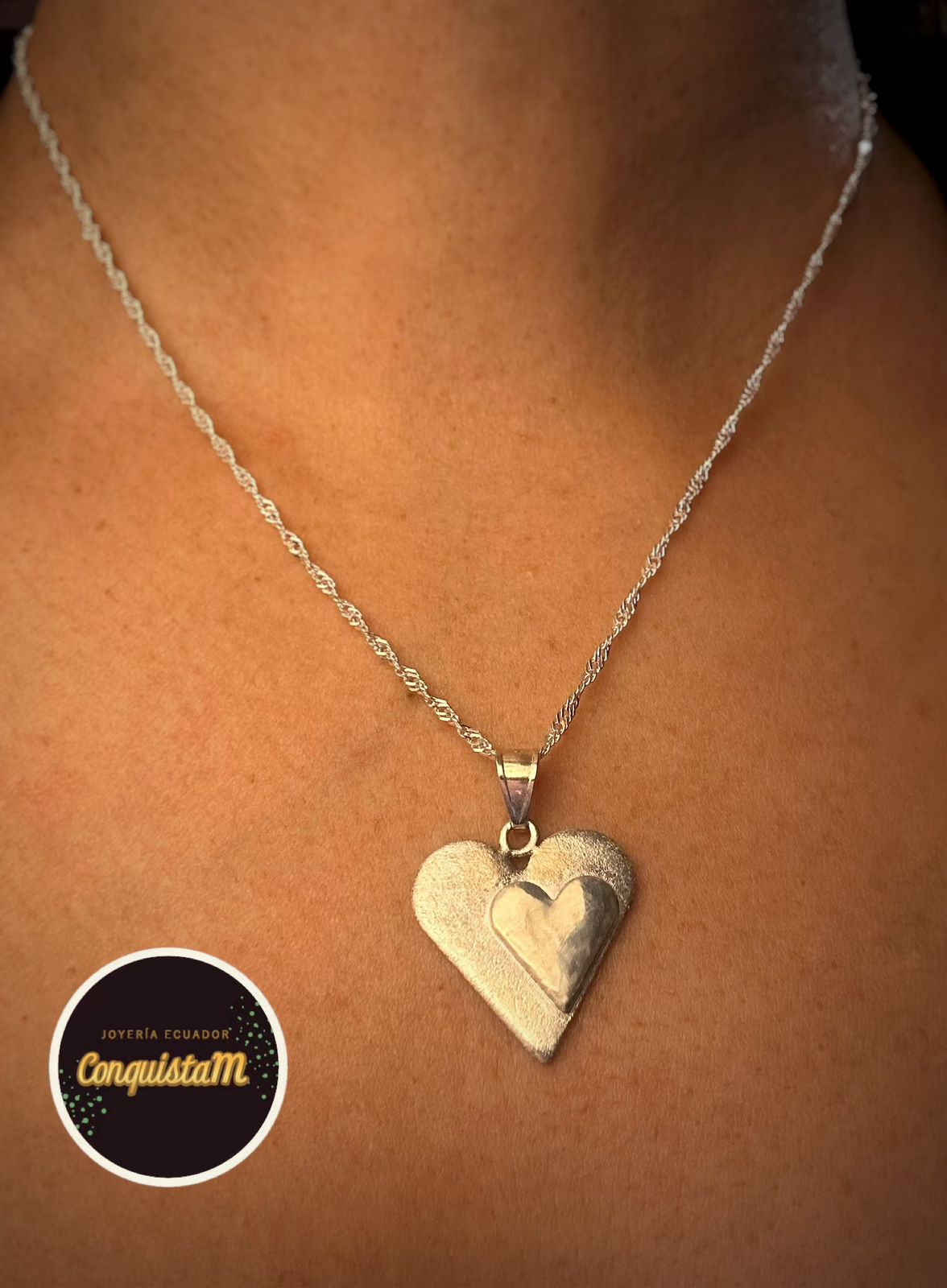 Collar y dije doble corazón