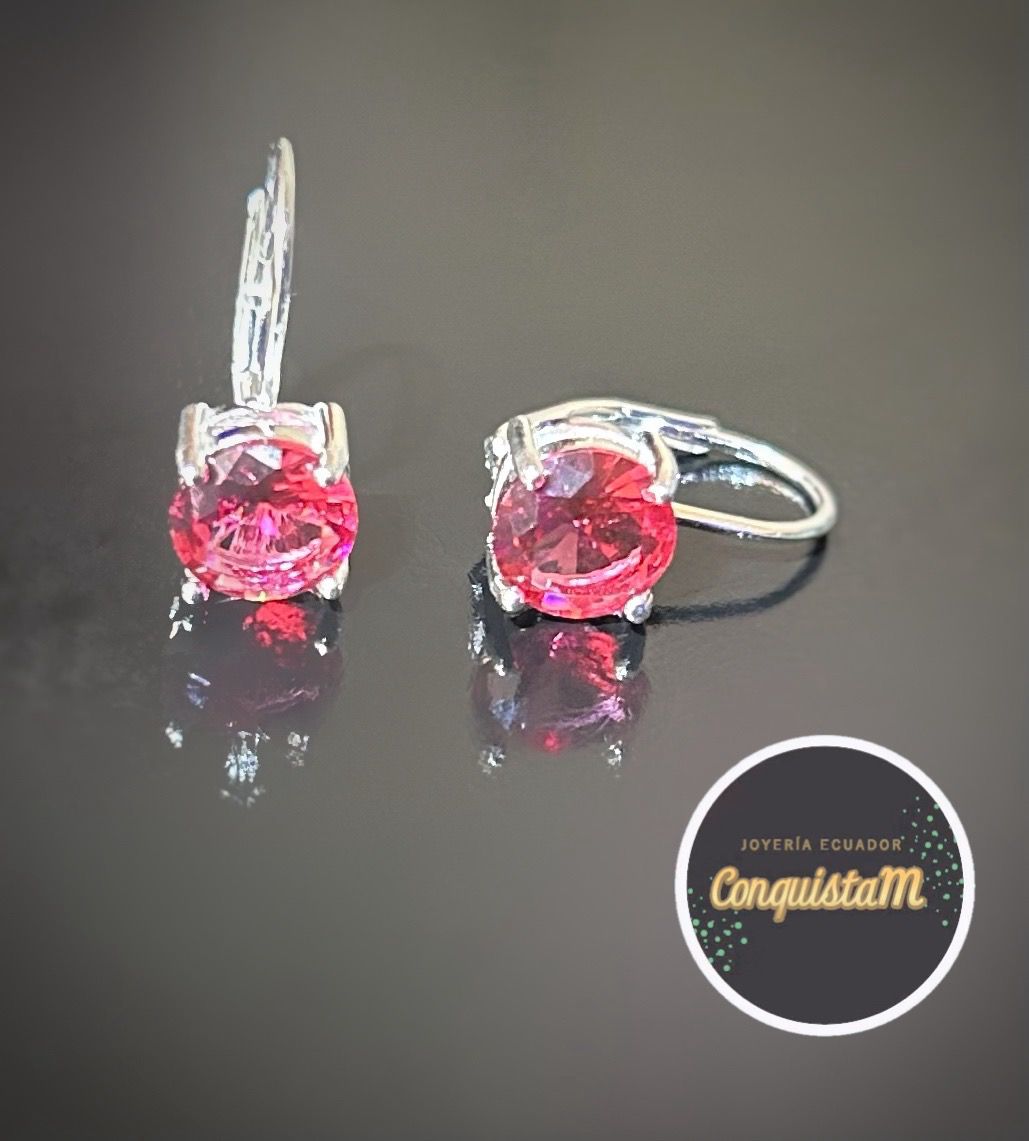 Aretes de plata redondos rosa 