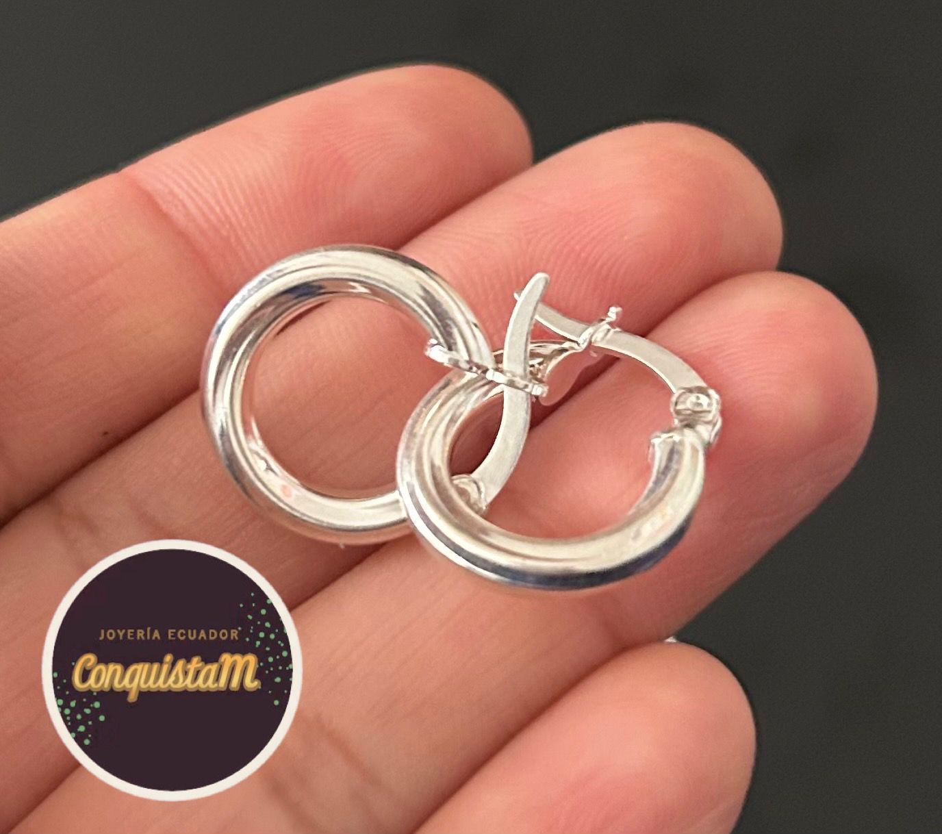 Aros curvos de plata 1.5 cm diámetro